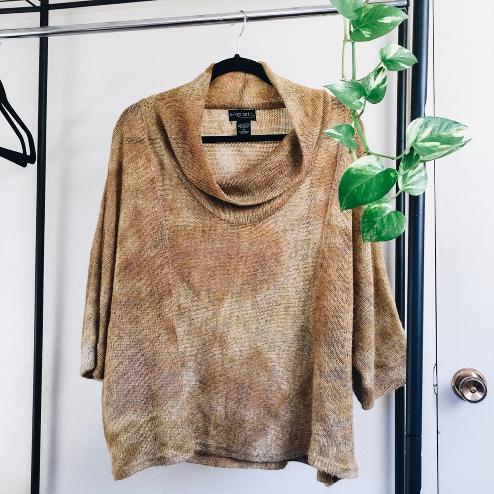 Tie Dye Fusion Shirt Sleeve Sweater Cowl Neck